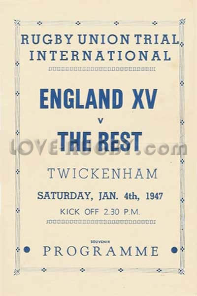 1930 England v The Rest (RFU)  Rugby Programme